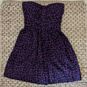 Brand New Parker Strapless Silk Size Medium Purple and Black Dress